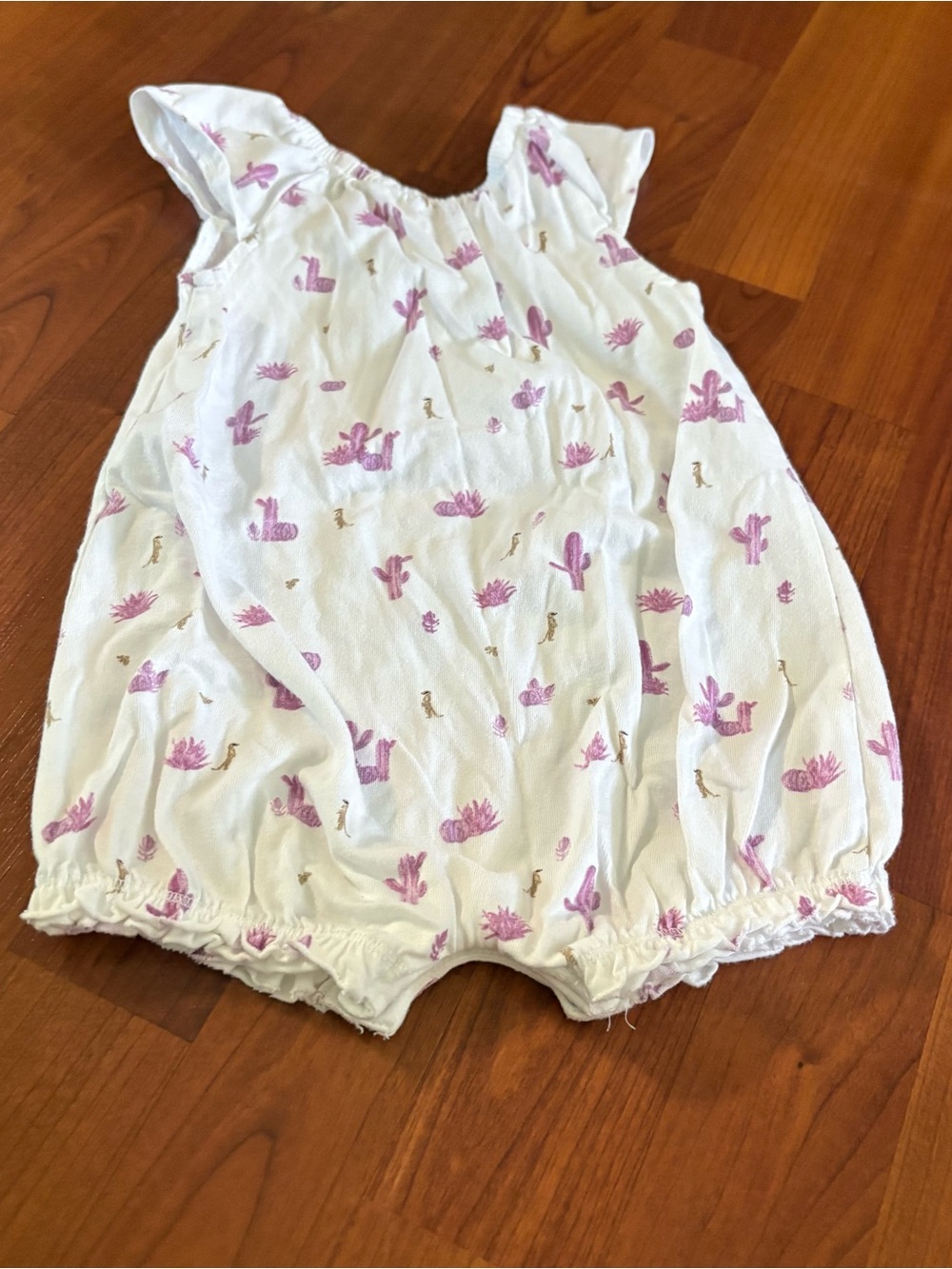 Burt’s Bees White Baby Romper with Pink Cactus Print 12 Month - Picture 3 of 4